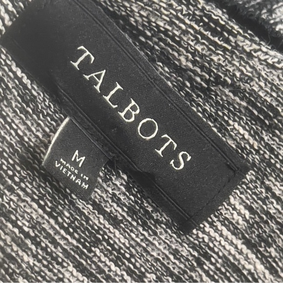 Talbots Open Front Jacket Black White Mix Cotton Blend Long Sleeve Women's M - Picture 6 of 8